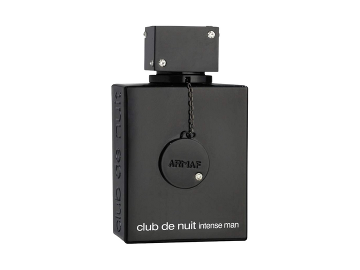 Black perfume bottle labeled &