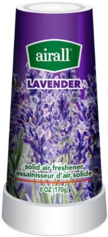 Airall lavender solid air freshener with purple label and white base