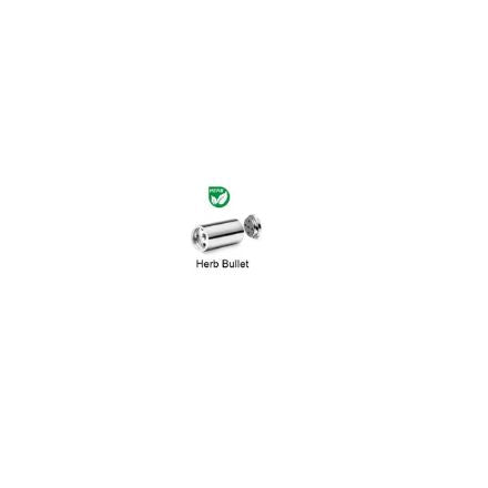 Silver herb bullet with brand logo on a white background