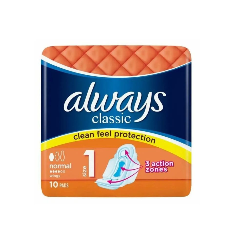 Always Classic Size 1 Normal Strength pads on a white background.