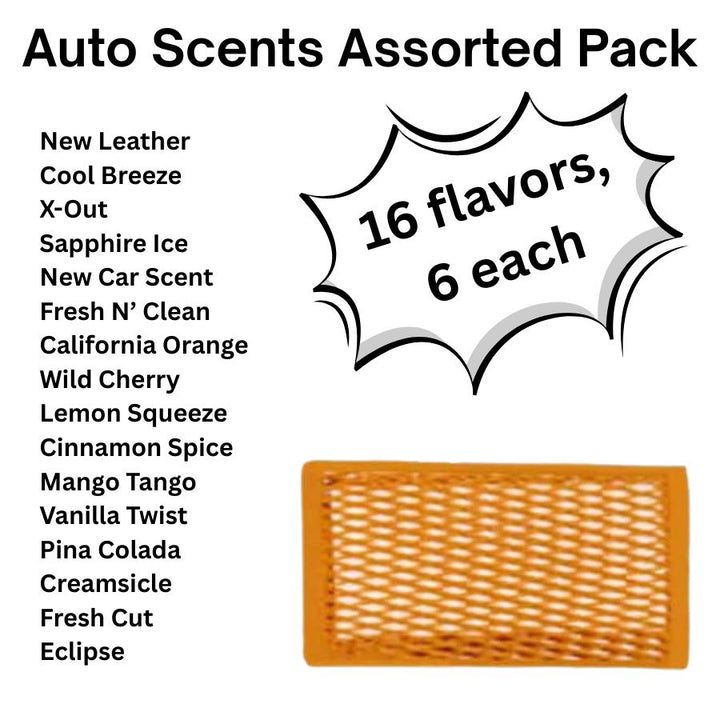 Auto scent assorted fragrances on a white background