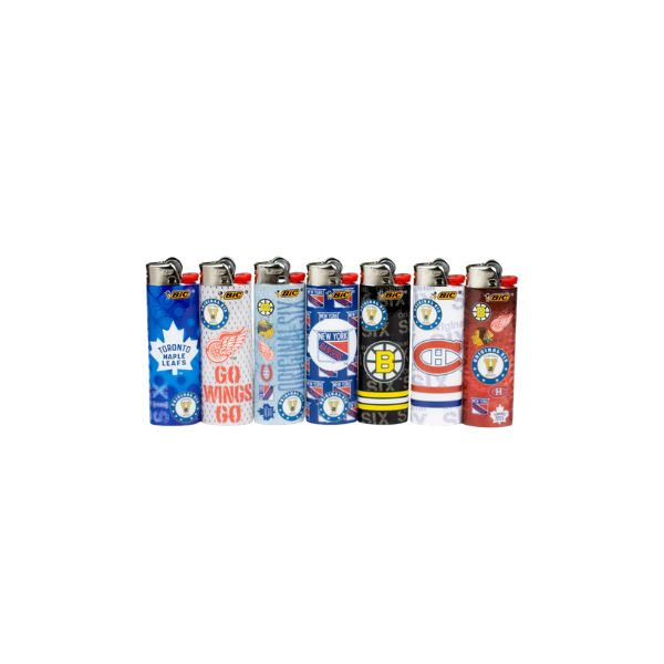 Bic large NHL original six lighters on a white background
