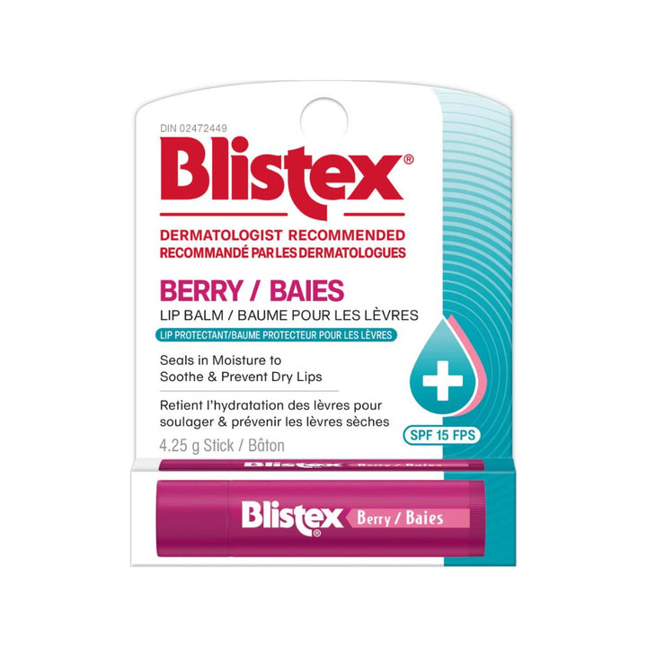 Blistex Berry Lip Balm Stick 4.25g white background