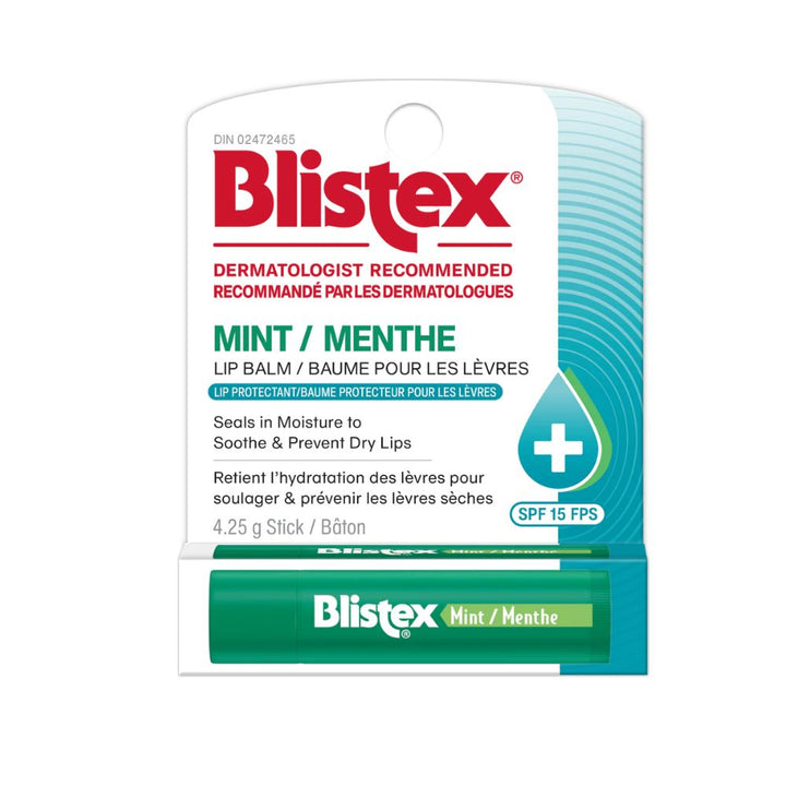 Blistex Mint Lip Balm Stick 4.25g white background
