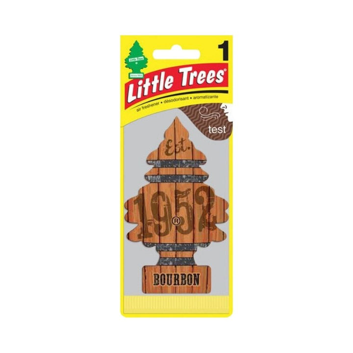 Little tree bourbon airfreshner carded on a white background