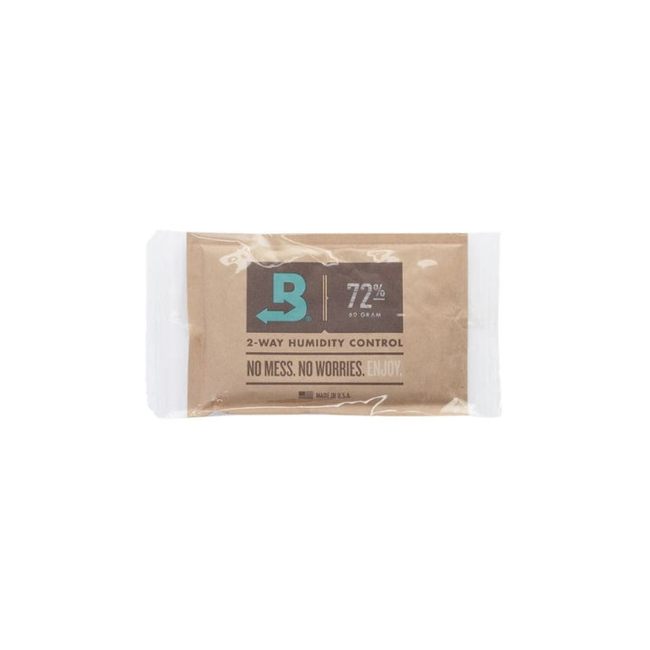 A single packet of Boveda 72% relative humidity control packets on a plain white background.