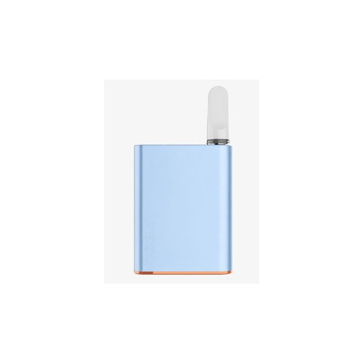 Small blue electronic device on a white background