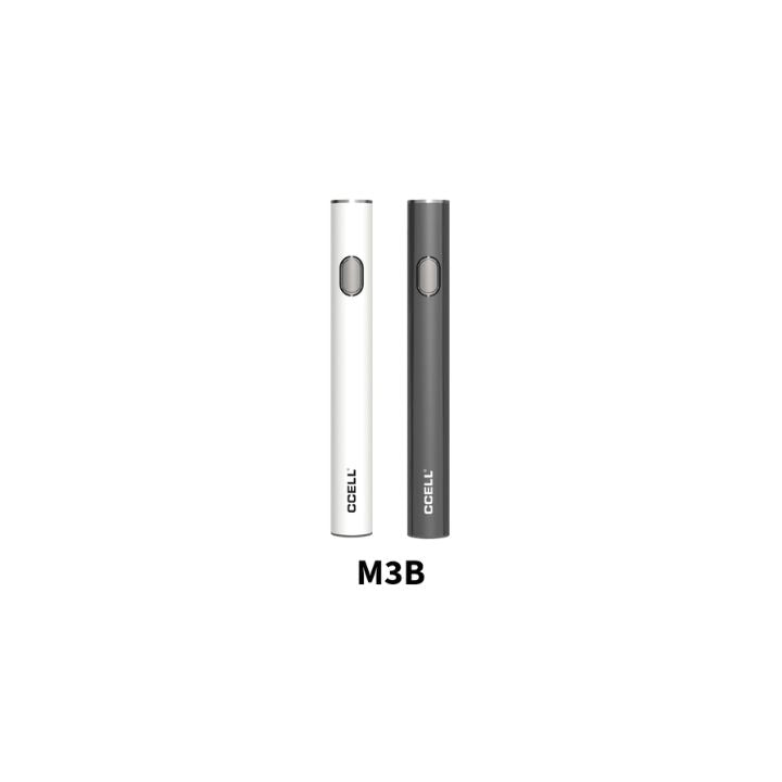 Two cylindrical devices, one white and one gray, with &