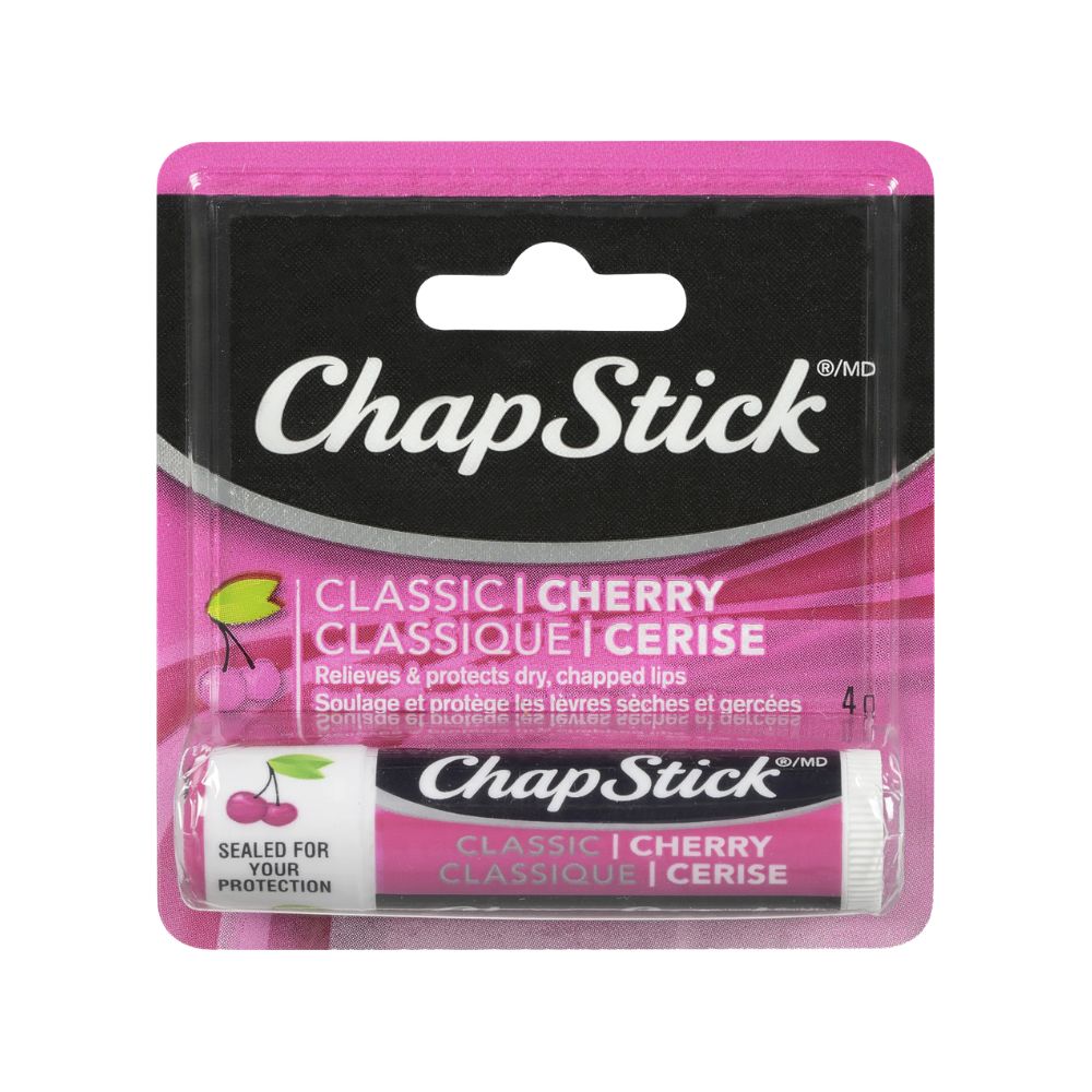 Chapstick Classic cherry Lip Balm 4g white background