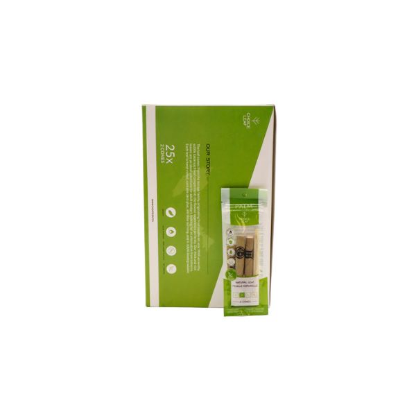 Green product packaging with text and images on a white background