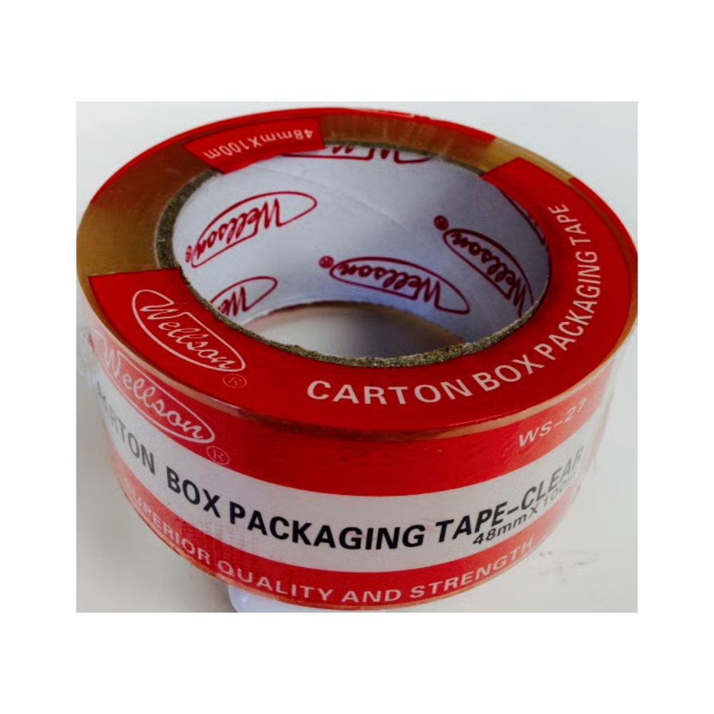 Clear Tape 100m white background