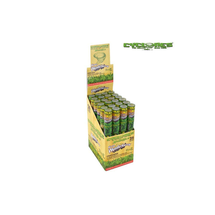 Display box of Wonderworms products with green packaging on a white background