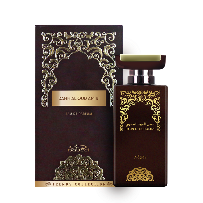 Dahn Al Oud Amiri perfume bottle and packaging on a white background