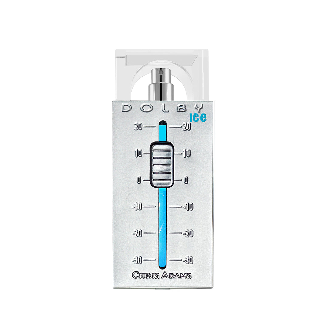 Dolby Ice perfume bottle with packaging on a white background