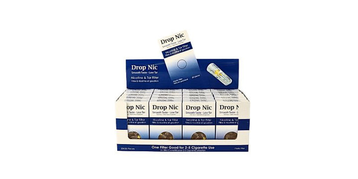 Display of Drop Nic nicotine products on a white background