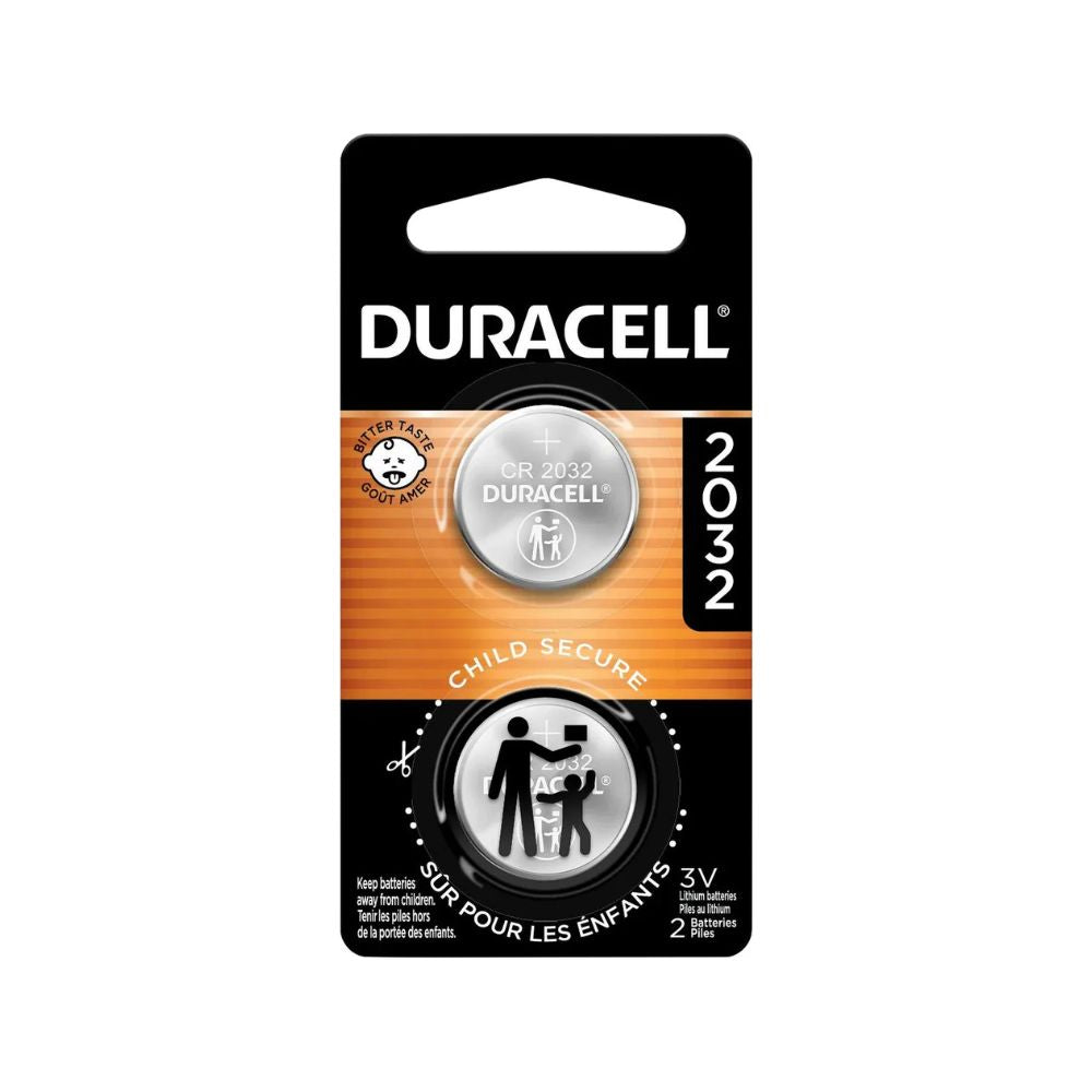 Duracell Lithium CR2032 battery on a  white background