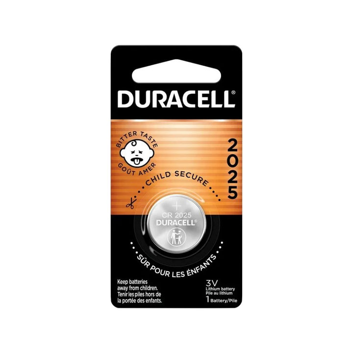 duracell Lithium battery CR2025 on a white background