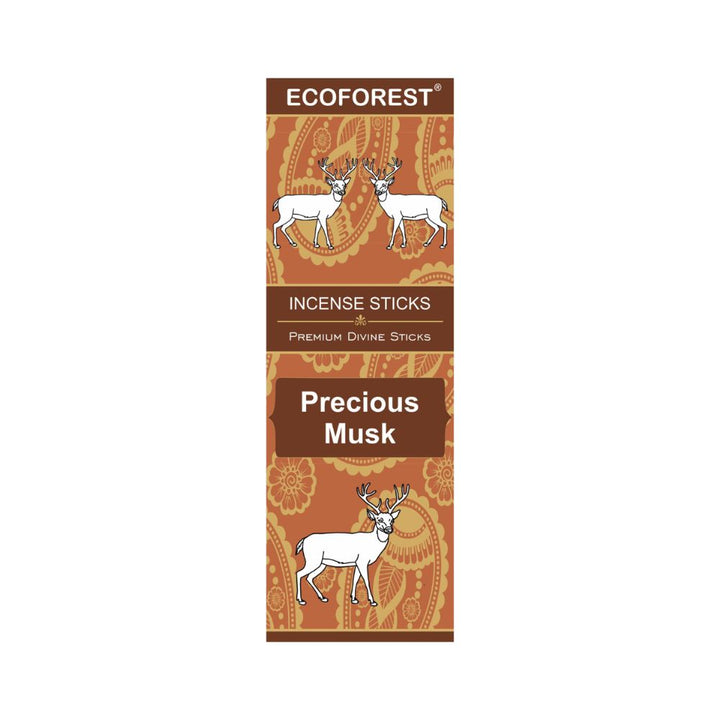 Ecoforest Incense Sticks precious musk packaging with deer illustration on a white background