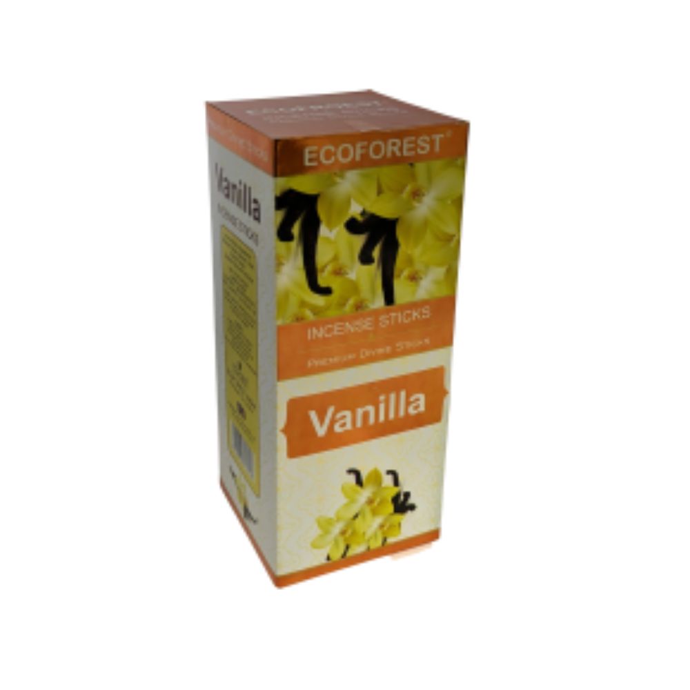 Box of Ecoforest Vanilla incense sticks on a white background