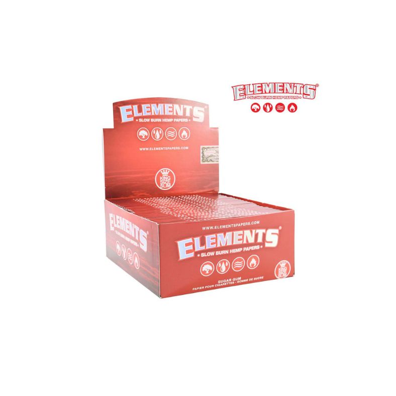 Red packaging of Elements rolling paper with brand logo on a white background