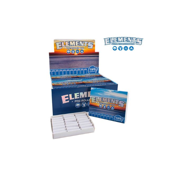 Display of Elements pre-rolled rolling paper with packaging on a white background