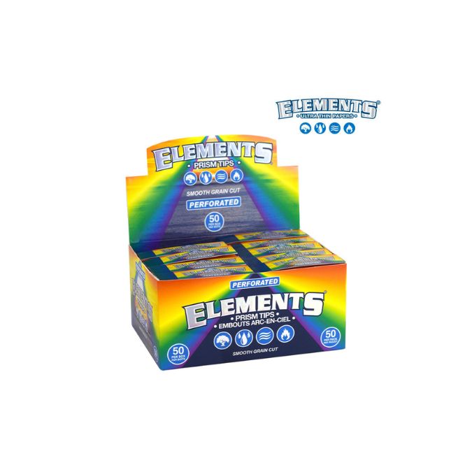 Box of Elements rolling paper with colorful design on a white background