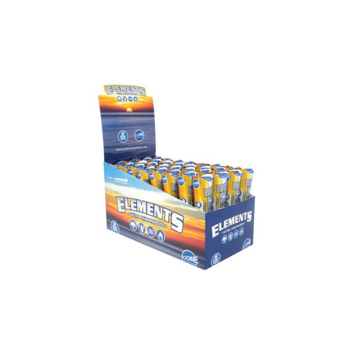 Display box of Elements rolling papers with multiple packs inside on a white background