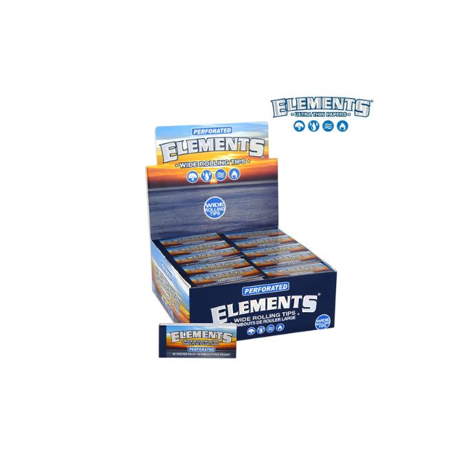 Box of Elements rolling paper with multiple packs on a white background