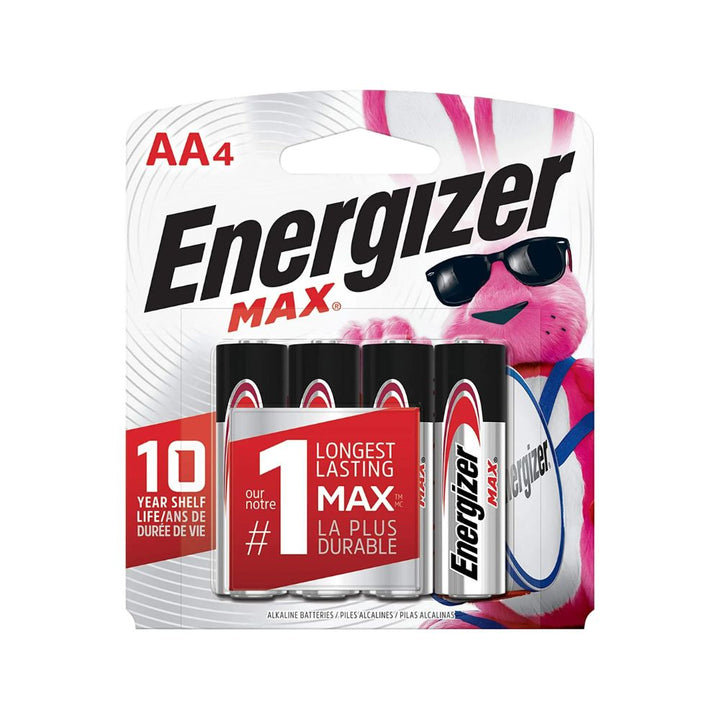 Energizer max AA4 battery on a white background