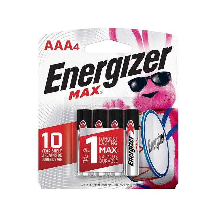 Energizer max AAA4 battery on a white background