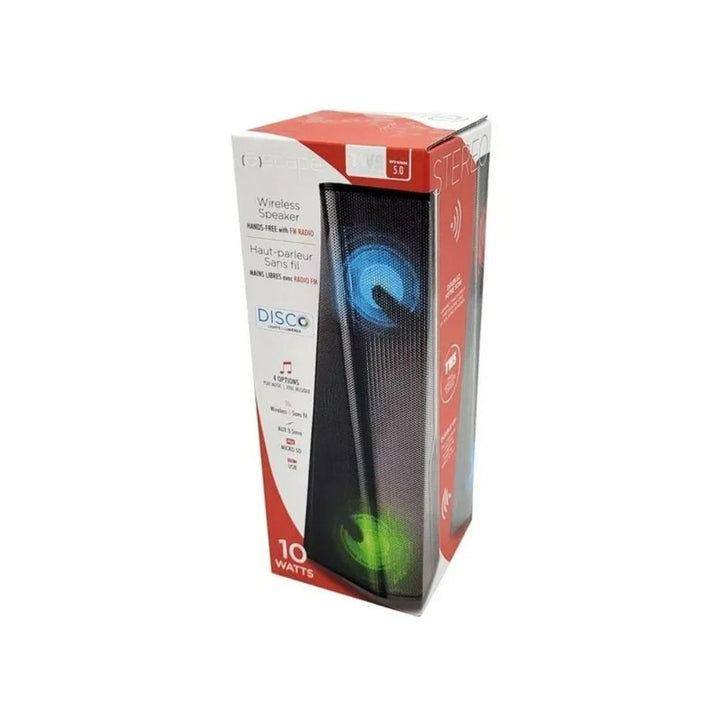 Escape Wireless Speaker with Disco Lights Speaker Bar on a white background