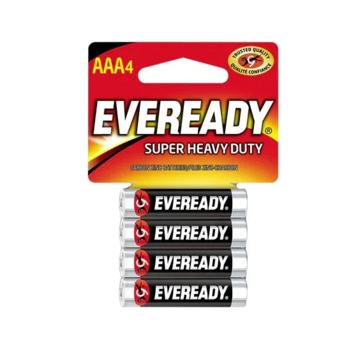 Eveready Super Heavy Duty  AAA4 battery on a white background