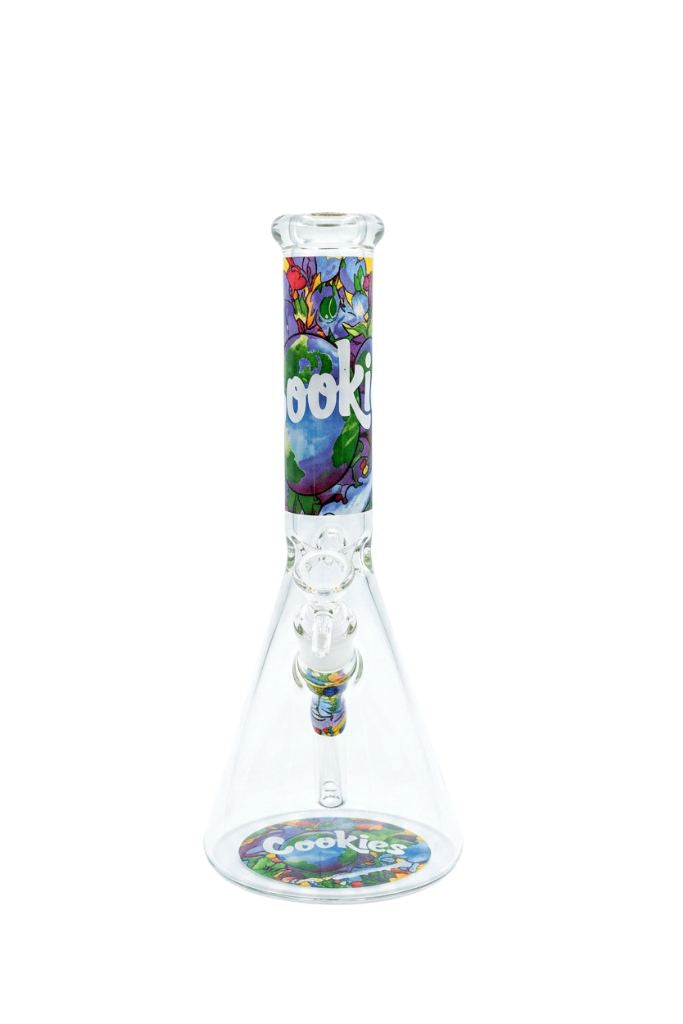 Glass bong with colorful design and &