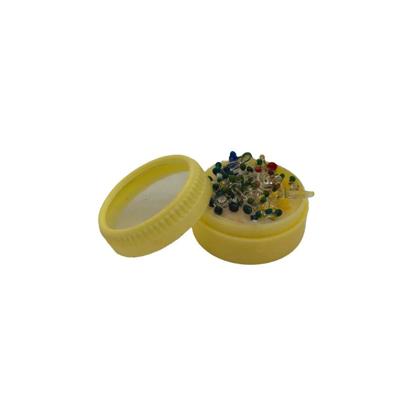 Glass jacks screen in a container on a white background