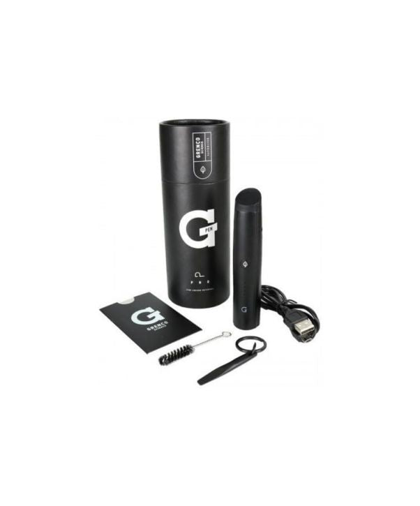Black G Pen vaping device with accessories on a white background