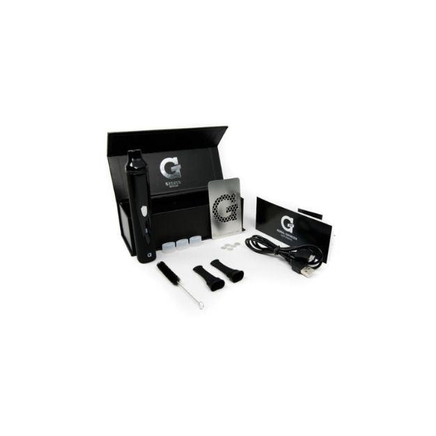 G-Technology product set with black box, cables, and accessories on a white background
