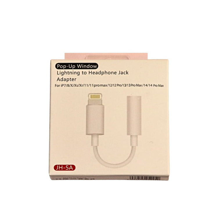 Headphone Jack to iPhone Adapter on a white background
