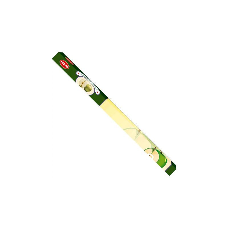 A single Hem brand green apple incense stick on a plain white background.