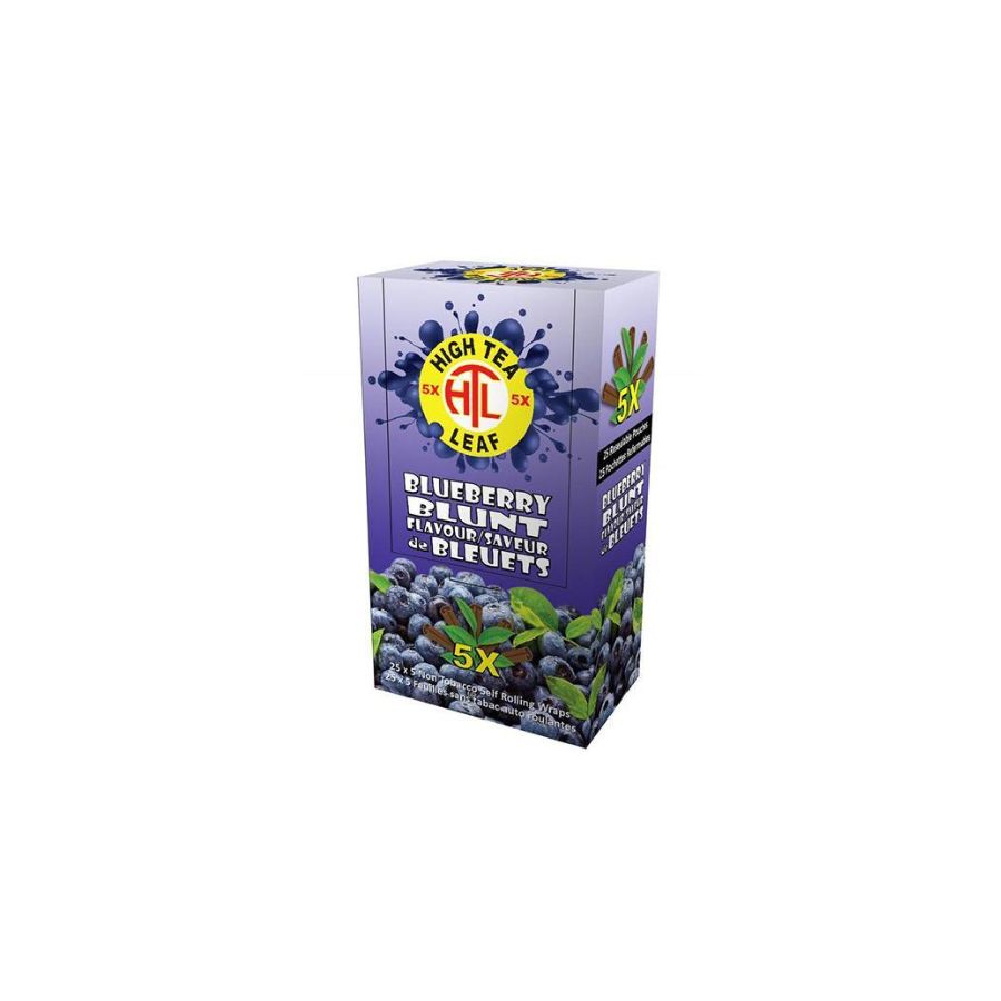Box of High Tea Blueberry Blunt tea on a white background