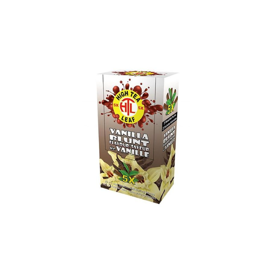 Box of High Tea Vanilla Plum tea on a white background