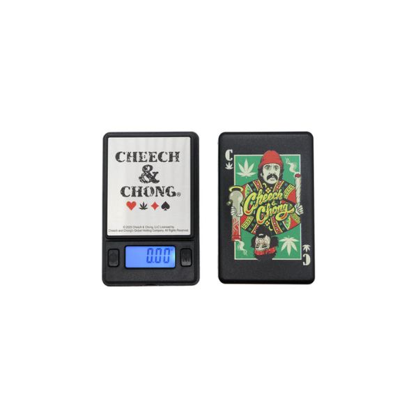 Digital scale with Cheech &amp; Chong branding on a white background
