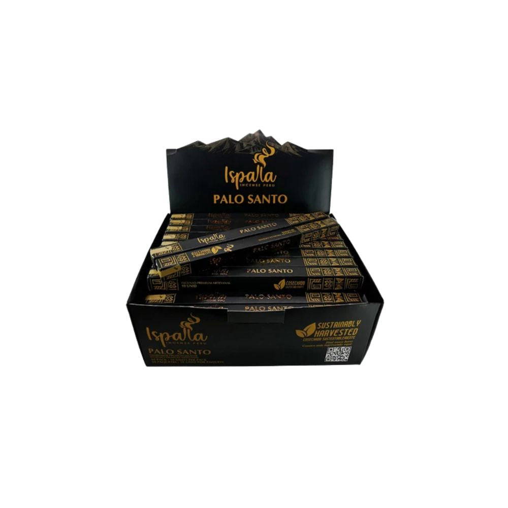 Box of Ispalla Palo Santo sticks on a white background