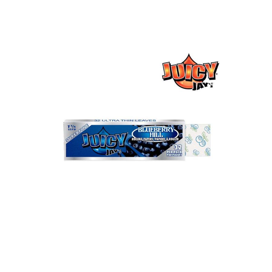 Juicy Jay blueberry hill rolling paper pack on a white background