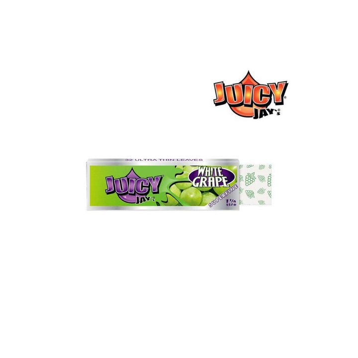 Juicy Jay white grape rolling paper packaging on a white background