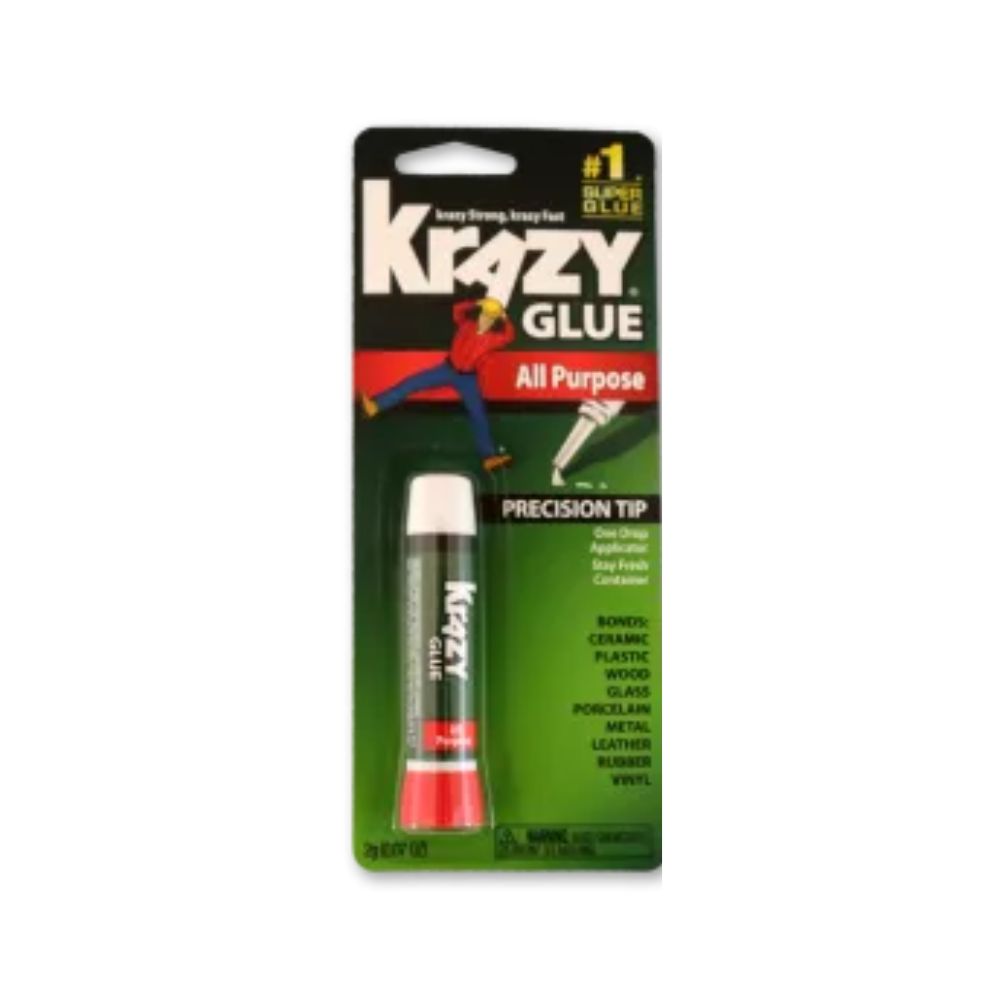 Krazy Glue all purpose tube on a white background
