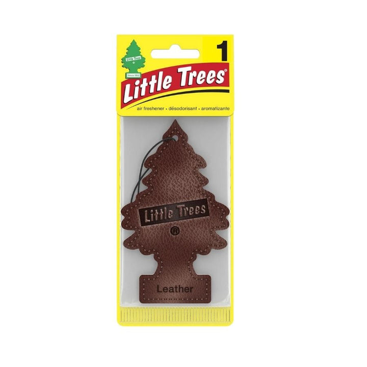 Little tree Leather airfreshner with white background.