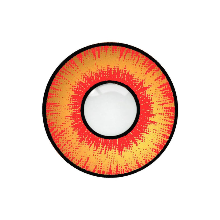 Loox Dragons Breath Round contact lens with red and yellow gradient on a white background