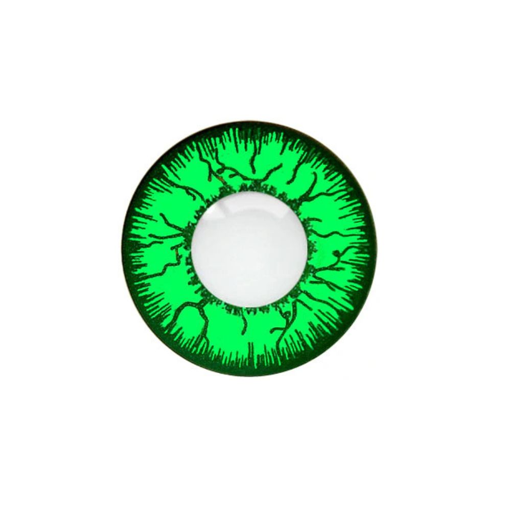 Loox Hulk Green contact lens with intricate design on a white background