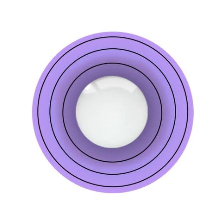 Loox Rinnegan Anime purple color silicone contact lens with concentric black rings and a clear center, on a white background.