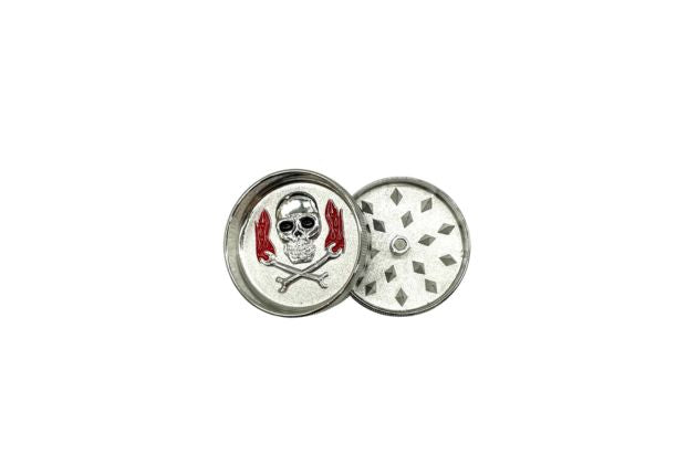 Metyal grinder 2 stage skull on a white background